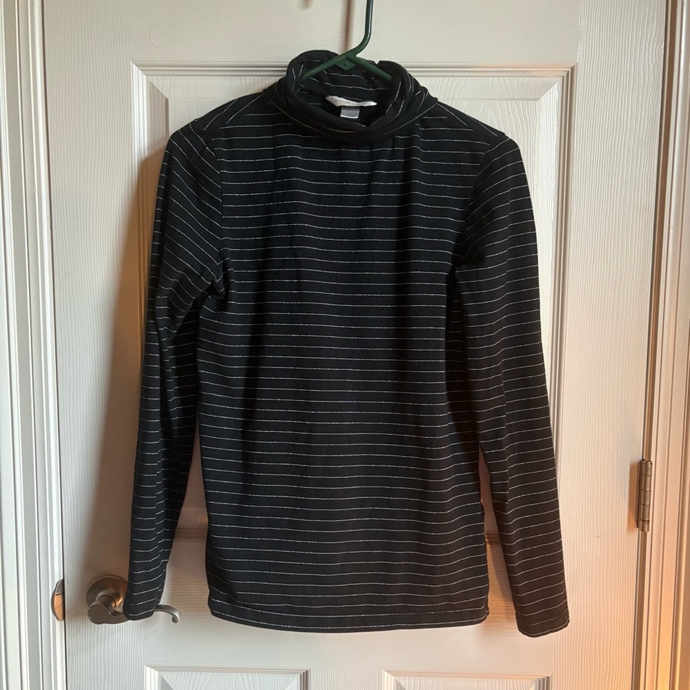 Christopher & Banks Black Shimmer Turtleneck